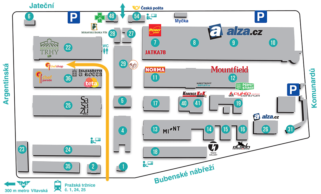 Mapa areálu trznice